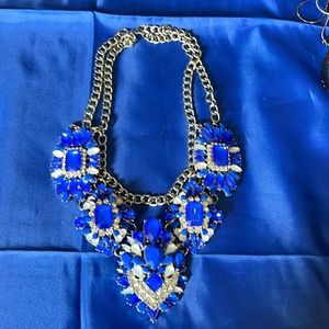 4 Necklaces Mauve, Red, Blue,Green and Silver Statement Necklaces